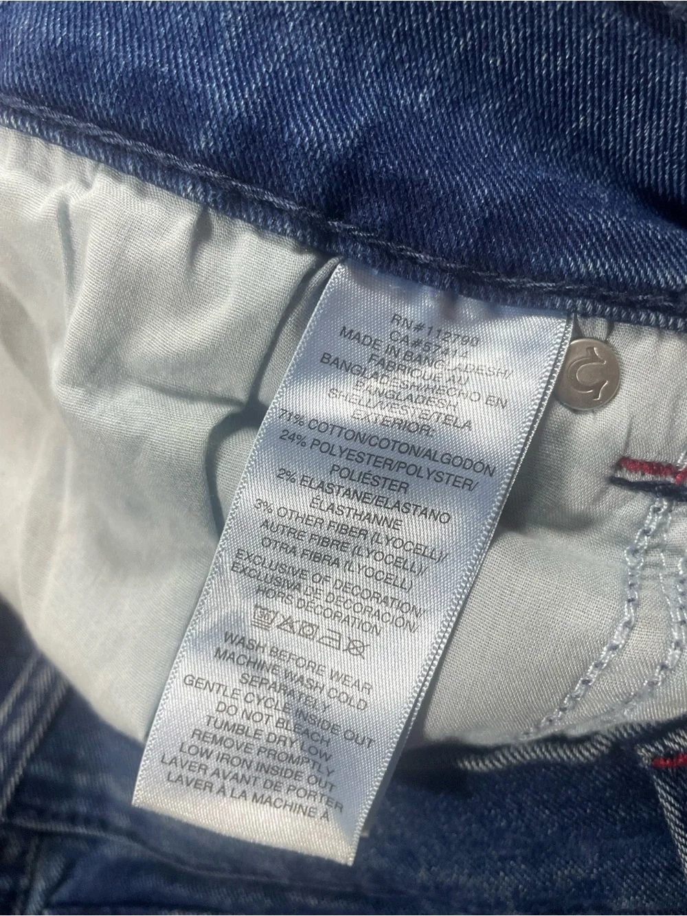 True Religion Ricky Men's Straight Jeans in Dark Blue with Red Accents